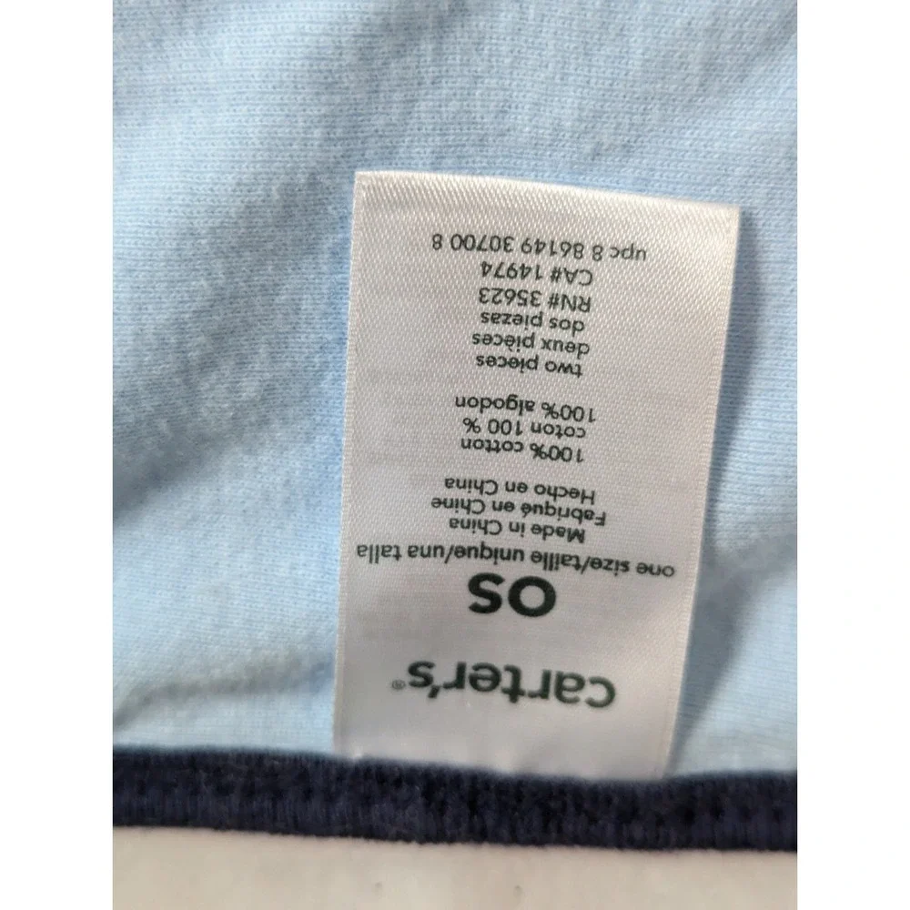 Carters One Size Baby Blanket Blue Navy‎ Trim